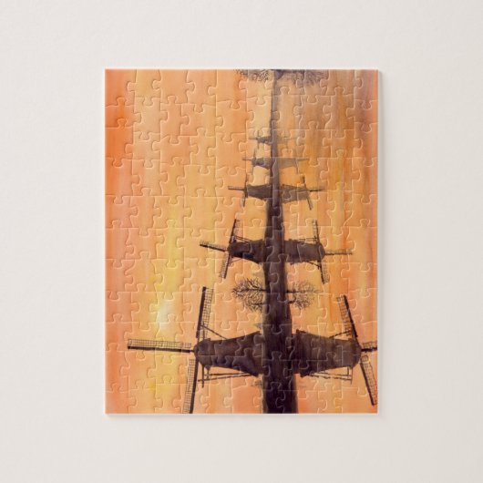 Windmolens Zonnebakken - Waterverf schilderen Legpuzzel (Verticaal)