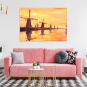 Windmolens Zonneverf Waterverf Canvas Afdruk (Insitu (Woonkamer))