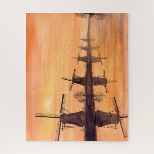 Windmolens Zonneverf Waterverf Legpuzzel (Verticaal)