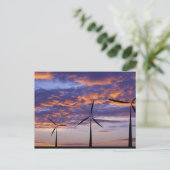 Windmolenturbine op zonsondergang briefkaart (Staand voorkant)