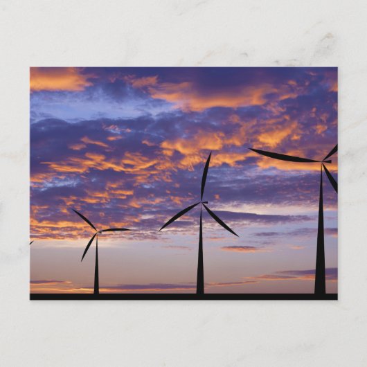 Windmolenturbine op zonsondergang briefkaart (Voorkant)