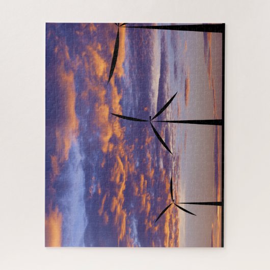 Windmolenturbine op zonsondergang legpuzzel (Verticaal)