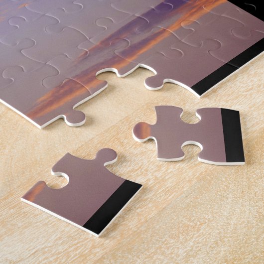 Windmolenturbine op zonsondergang legpuzzel (Zijkant)