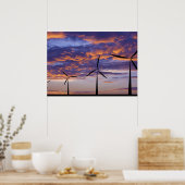 Windmolenturbine op zonsondergang poster (Keuken)