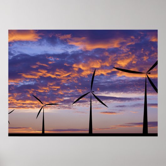 Windmolenturbine op zonsondergang poster (Voorkant)