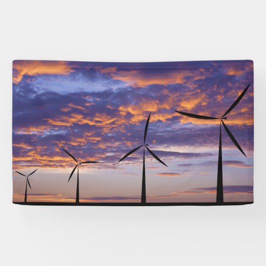 Windmolenturbine op zonsondergang spandoek (Horizontaal)