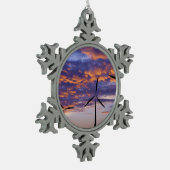 Windmolenturbine op zonsondergang tin sneeuwvlok ornament (Links)