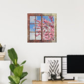 Window Cherry Blossom Tree Poster (Thuiskantoor)