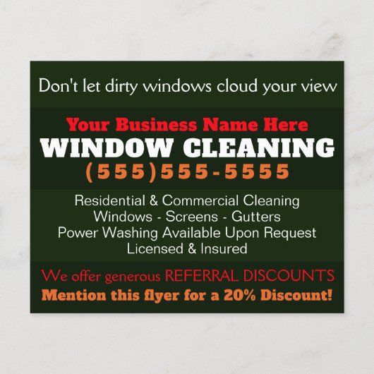 WINDOW CLEANING BUSINESS 4x5  PROMO Flyer (Achterkant)