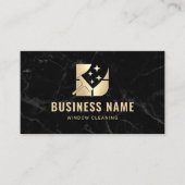 Window Cleaning Service Modern Zwart & Goud Visitekaartje (Voorkant)