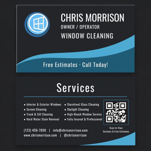 Window Cleaning Service QR Code Visitekaartje
