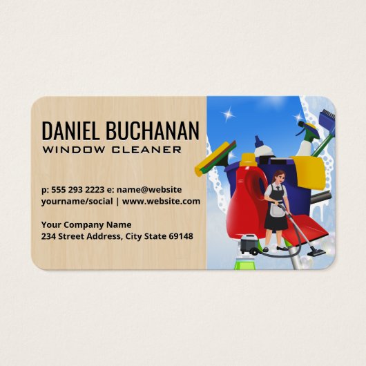 Window Cleaning | Squeegee | Maid Visitekaartje (Voorkant)