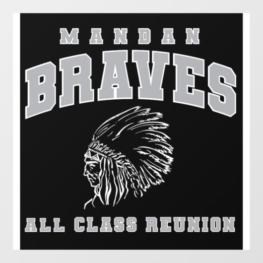 Window Cling Mandan Braves All Class Reunion Raamsticker (Vel)