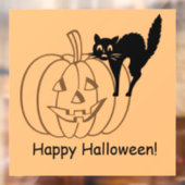 Window Cling - Pompoen en Zwarte Kat met Tekst Raamsticker (Vel 2)