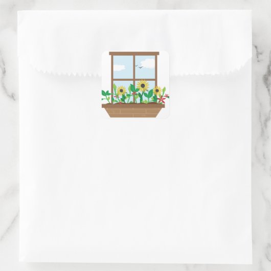 Window Flowers Vierkante Sticker (Tas)