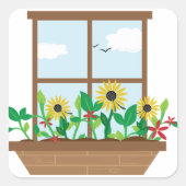 Window Flowers Vierkante Sticker (Voorkant)