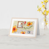 Window Flowers Waterverf Wenskaart Kaart (Gele Bloem)