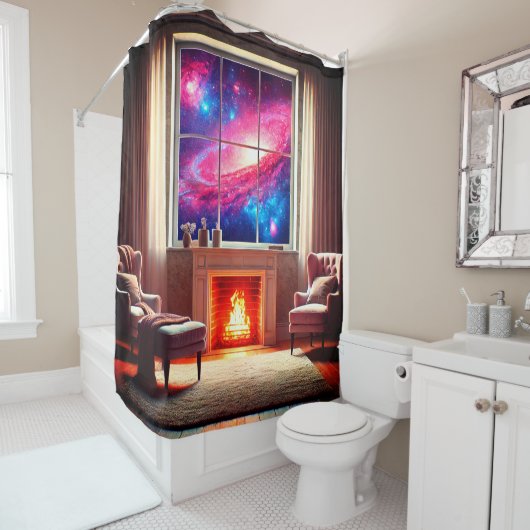 Window Galaxy Uitzicht Douchegordijn (In situ)