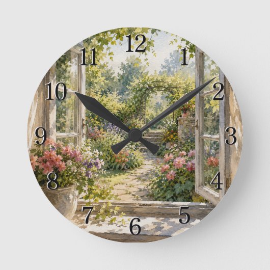 Window & Garden Wall Clock — Charming Nature Desig Ronde Klok (Voorkant)