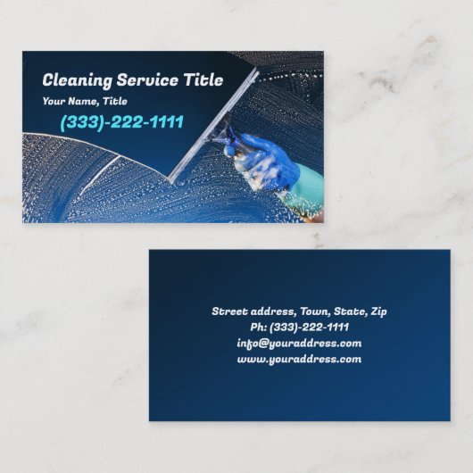 Window Glass Cleaning Service Blauw Visitekaartje (Voorkant / Achterkant)
