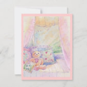 Window Seat Teddy Bear  Roze Invitaties Kaart (Voorkant)