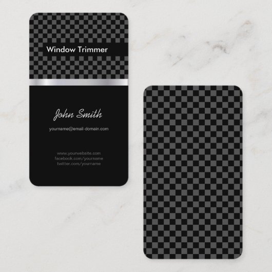 Window Trimmer - Elegant Black Chessboard Visitekaartje (Voorkant / Achterkant)