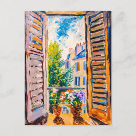 Window View on a cityscape. Painting Briefkaart