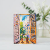 Window View on a cityscape. Painting Briefkaart (Staand voorkant)