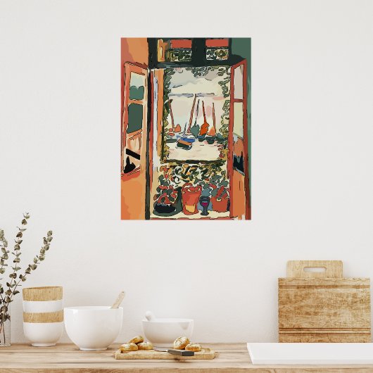 Window & Wine Glass Abstract Poster (Keuken)