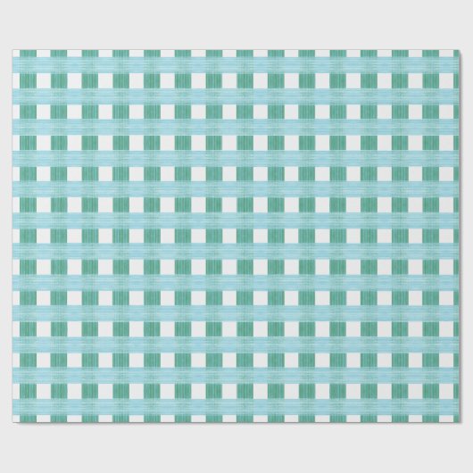 Windowpane Weave Gingham in Green and Aqua Cadeaupapier (Vlak)