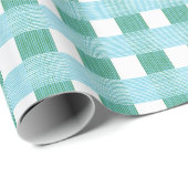 Windowpane Weave Gingham in Green and Aqua Cadeaupapier (Rol Hoek)