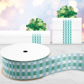 Windowpane Weave Gingham in Green and Aqua Grosgrain Lint