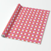 Windowpane Weave Gingham in Pink and Orange Cadeaupapier (Uitgerold)