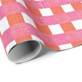 Windowpane Weave Gingham in Pink and Orange Cadeaupapier (Rol Hoek)