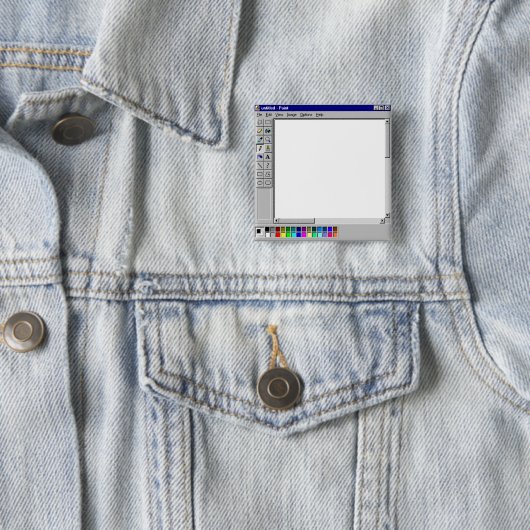 Windows 95 MS Paint Vierkante Button 5,1 Cm (In situ)