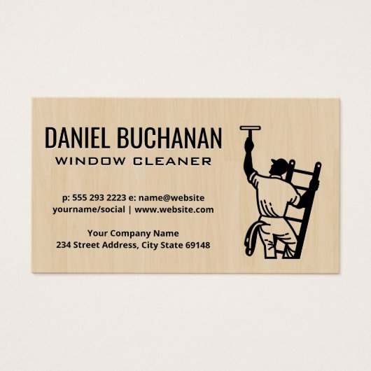Windows Cleaner op Ladder Visitekaartje (Voorkant)