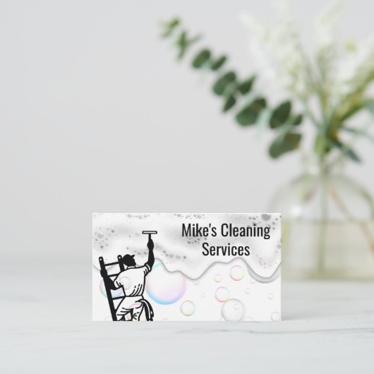 Windows Cleaner | Soap Bubble Suds Visitekaartje (Staand voorkant)