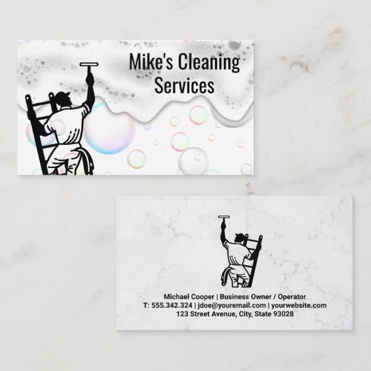 Windows Cleaner | Soap Bubble Suds Visitekaartje (Voorkant / Achterkant)