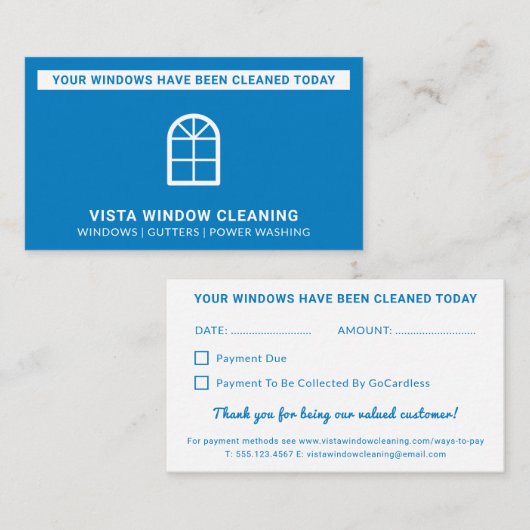 Windows Cleaner vandaag - Blauw Visitekaartje (Voorkant / Achterkant)