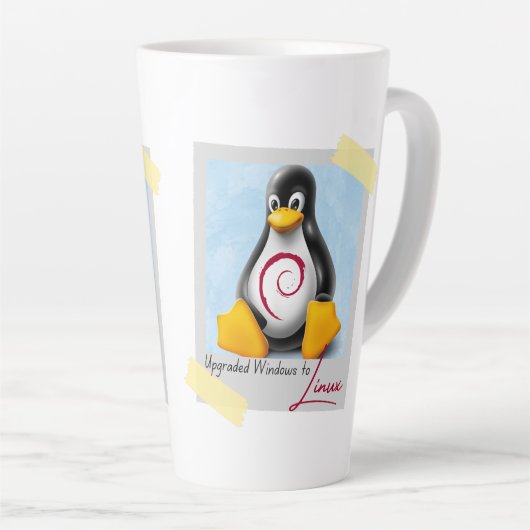 Windows Debian Linux TUX geüpgraded Latte Mok (Rechterhoek)