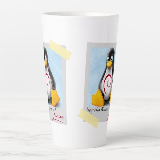 Windows Debian Linux TUX geüpgraded Latte Mok (Voorkant)