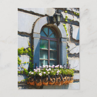 WINDOWS DOORS FLOWERS BUILDING POSTCROSSING BRIEFKAART