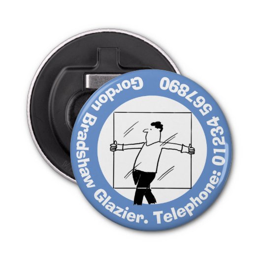 Windows Glas en Glazing voor de Glazier. Button Flesopener (Voorkant)