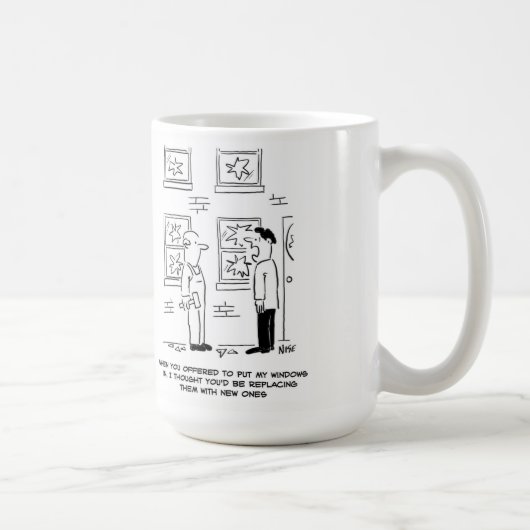 Windows ingedrukt houden. Een misverstand. Koffiemok (Rechts)