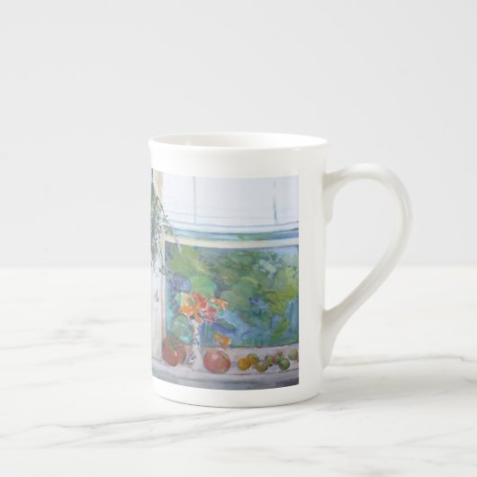 Windows-Mok met nog leven in China Porselein Kop (Rechts)