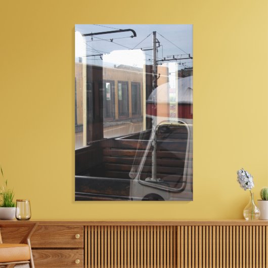 Windows Reflecties van  Treinen Rail Yard C Canvas Afdruk (Insitu (Woonkamer))