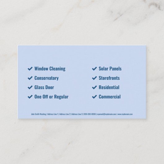 Windows-reinigingsservice Visitekaartje (Achterkant)