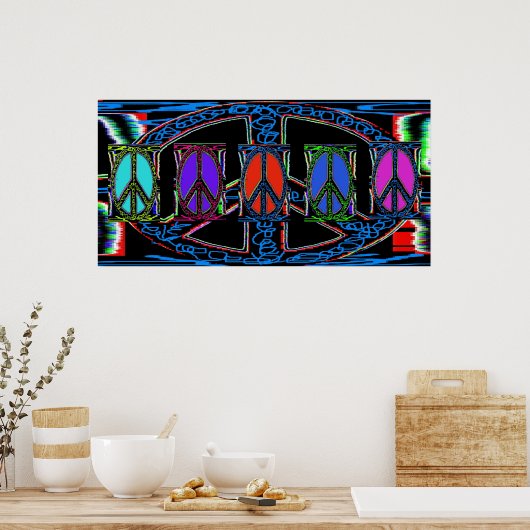 Windows voor vierkant vredesgebaar poster (Keuken)