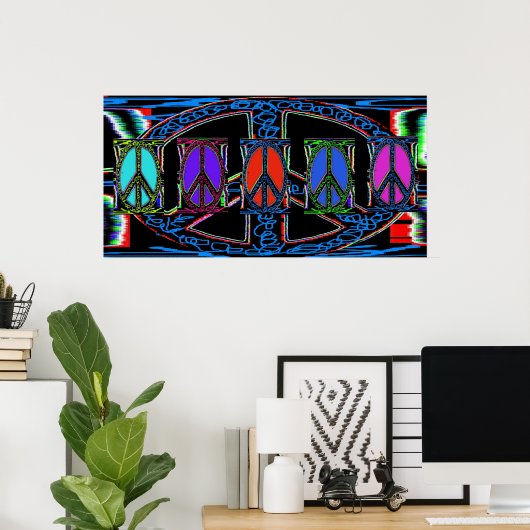 Windows voor vierkant vredesgebaar poster (Thuiskantoor)