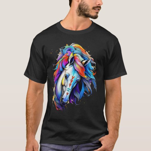 Windpaard Indian Tribal Art Native American Horse T-shirt (Voorkant)